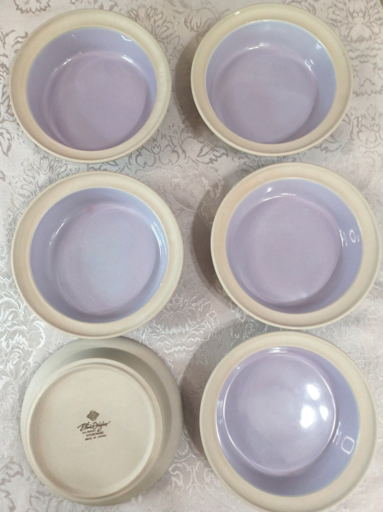 Ethnic Origins Other - Ethnic Originals 6 Japan Purple Gray Heavy Ceramic Soup Bowls 7" x 2" Set